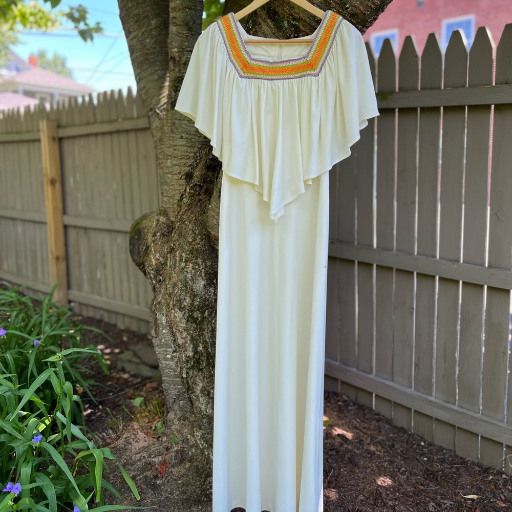 Vtg 70s Union Made Cape Dress